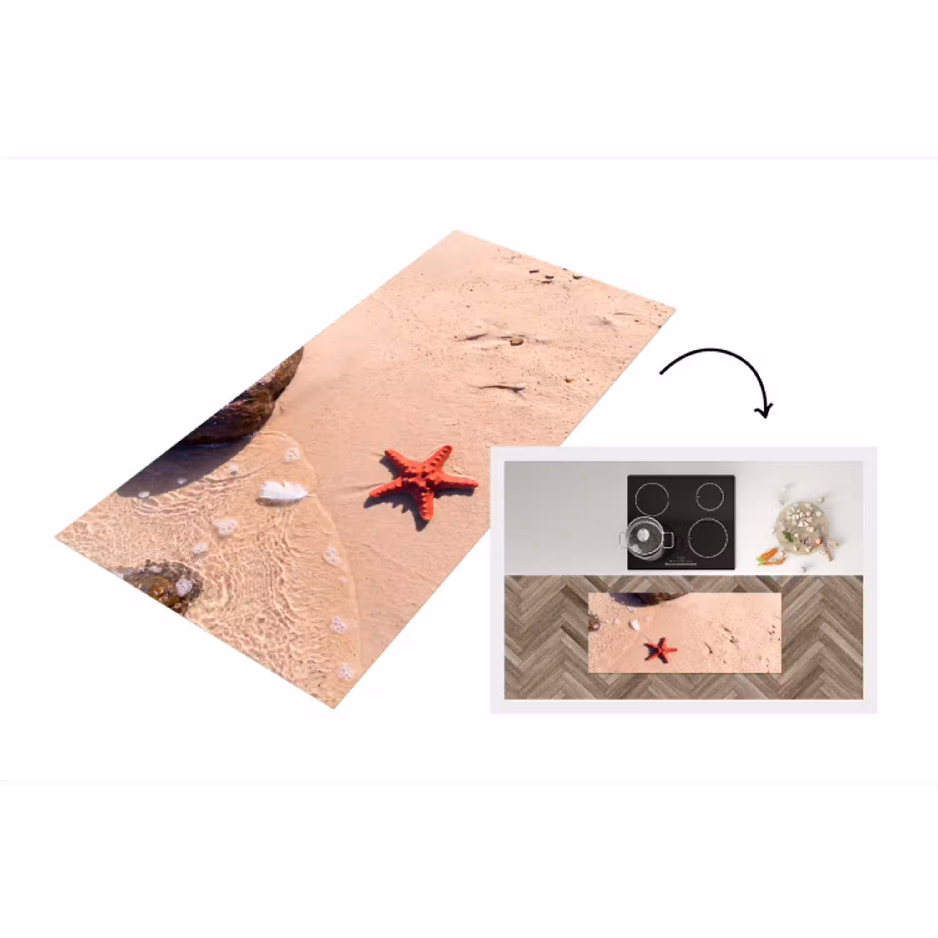 Dieren - Strand - Zee - Natuur - Rood Keukenloper - keukenmat middel -3d