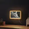 Kat - Zwart - Wit - Dieren - Natuur Light Box met kabel (Wandlamp) klein -sfeer1