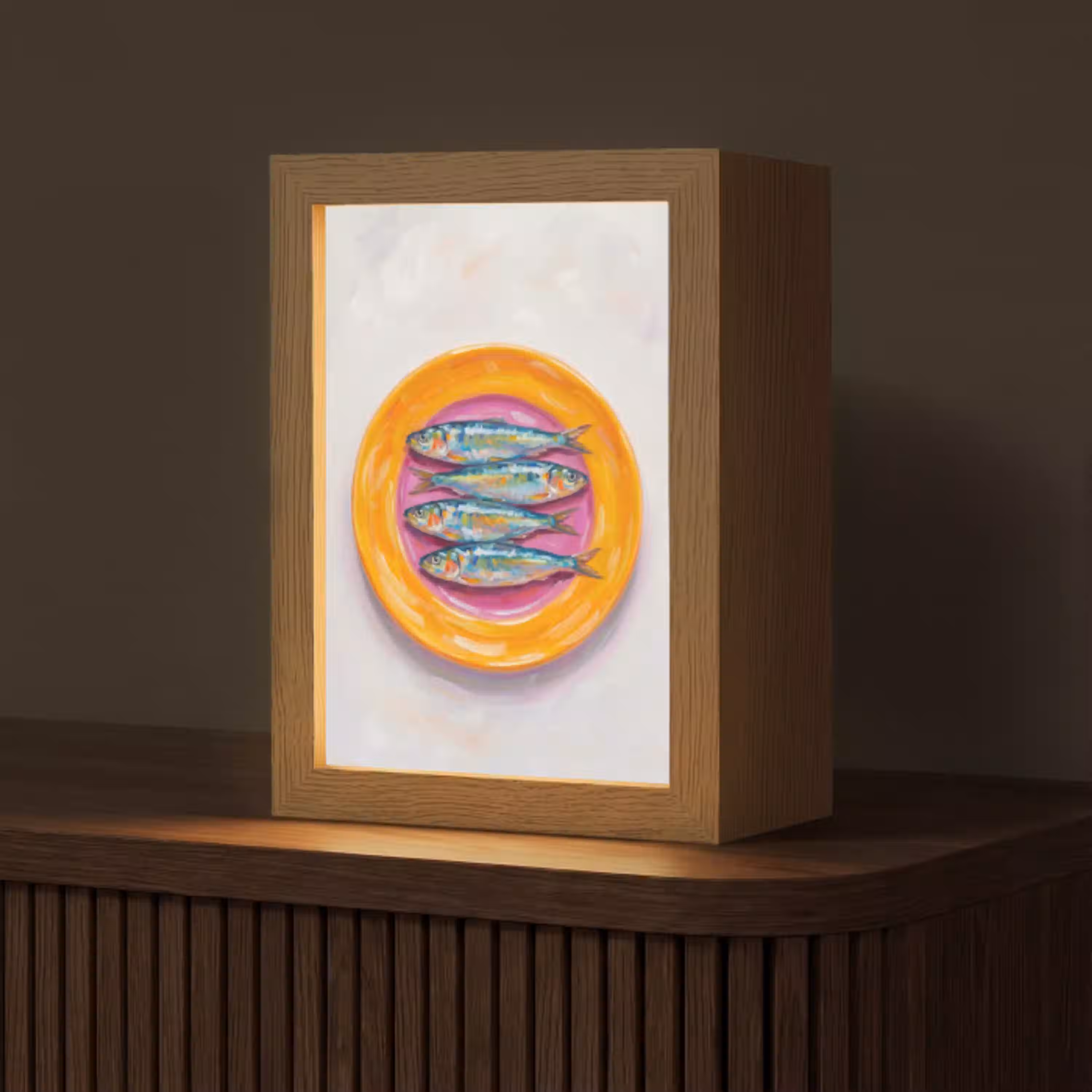 Vis - Vier - Eten - Modern - Kleurrijk Light Box met kabel (Tafellamp) klein -z3d_website
