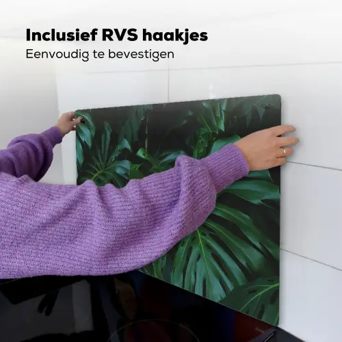 Monstera - Jungle - Bladeren Inductie beschemer met haakjes klein -ky-ophangen-nl