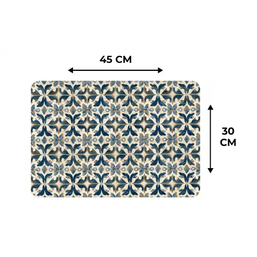 Tegel - Patroon - Blauw - Beige Placemat vinyl groot 368 -specs