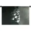 Vogel - Japandi - Groen Wandkleed katoen klein -zz3d