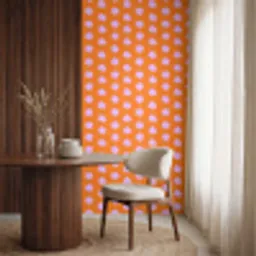 Retro - Bloemen - Oranje Behang Vinyl klein 1060 -sfeer1