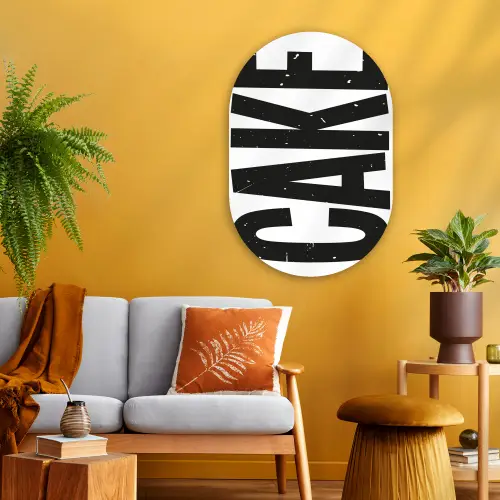 Zwart - Cake - Eten - Decoratie Wandcirkel Ovaal Glas middel -sfeer4