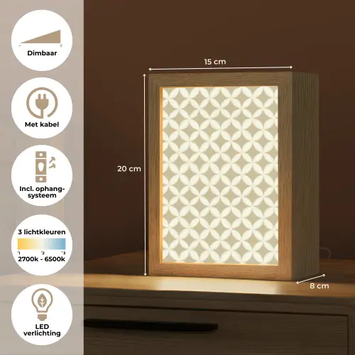 Symmetrisch - Motief - Beige Light Box met kabel (Tafellamp) klein 925 -USP_NL