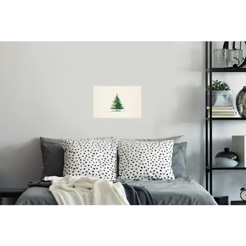 Kerstboom - Illustratie - Ster - Sneeuw Muursticker klein -slaapkamer