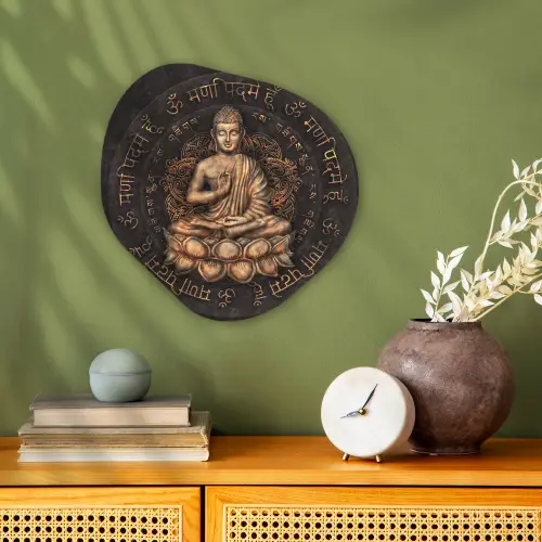 Boeddha - Mantra - Meditatie - Spiritueel - Koper Wandcirkel Organisch Forex 3mm klein -sfeer2