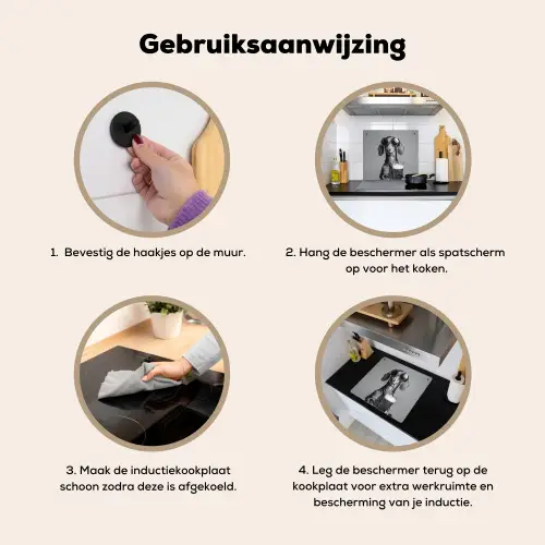 Teckel - Bier - Glas - Bril Inductie beschemer met haakjes middel -ky-gebruik-nl