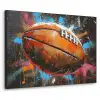 Graffiti - Rugby - Kleurrijk - Rugbybal Textielframe zwart klein -3d
