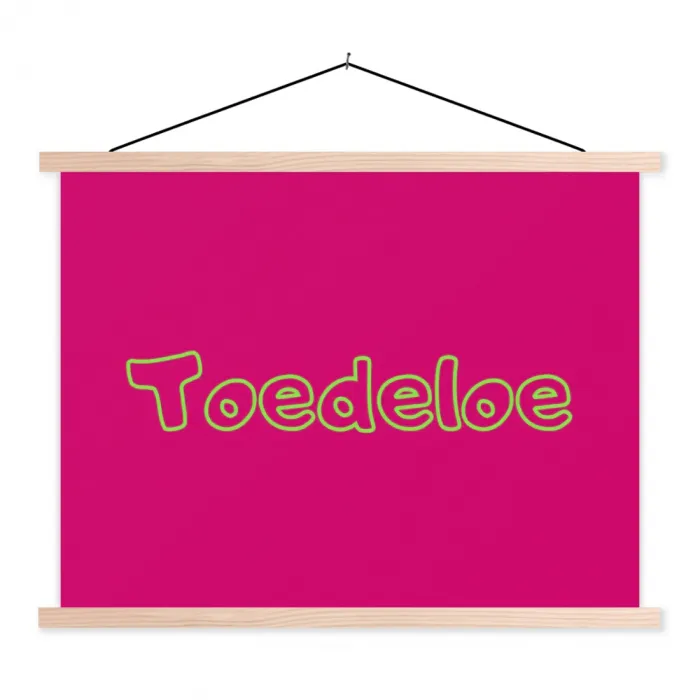 Toedeloe - Groen - Roze textielposter latten blank klein -3d