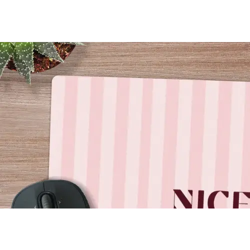 Nice - Strepen - Roze muismat rubber klein -closeup