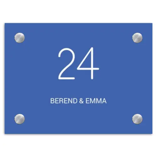 Kobaltblauw - Klassiek Naambord Rechthoek middel -3d