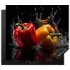 Paprika - Water - Zwart - Groente - Rood - Geel Inductie beschermer vinyl 3mm middel -3d