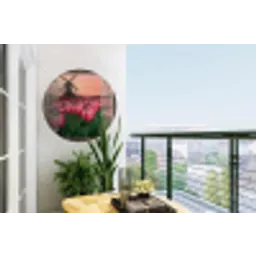 Doorkijk - Tulpen - Bloemen - Molen - Raam Wandcirkel tuinposter met ringen klein -buiten1