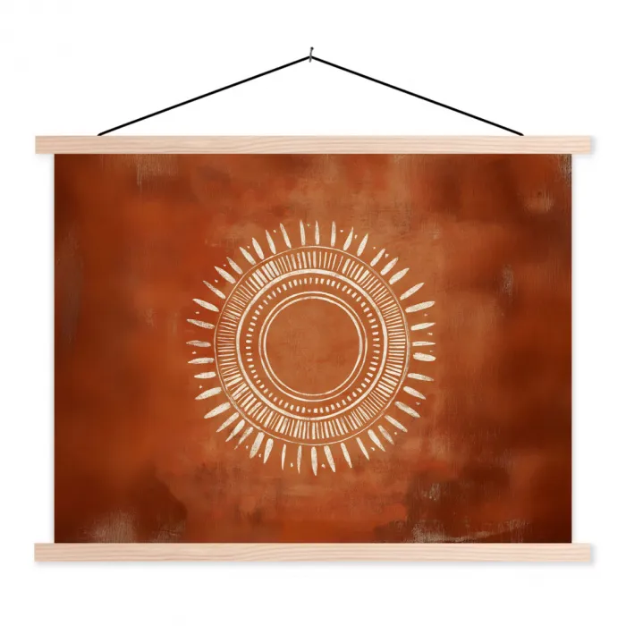 Abstract - Lijnen - Zonnestralen - Roodbruin textielposter latten blank klein -3d