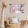 Kerstdorp - Roze - Winter - Sneeuw - Huizen Wandkleed katoen klein -wsfeer5_kind