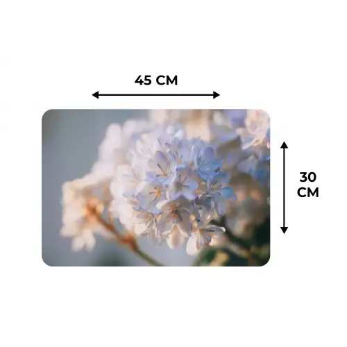 Bloemen - Lichtblauw - Wazig - Trosje Placemat vinyl groot -specs