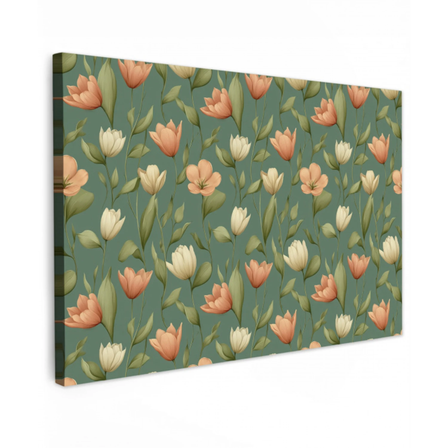 Tulpen - Botanisch - Groen canvas 2cm klein 34 -z3d
