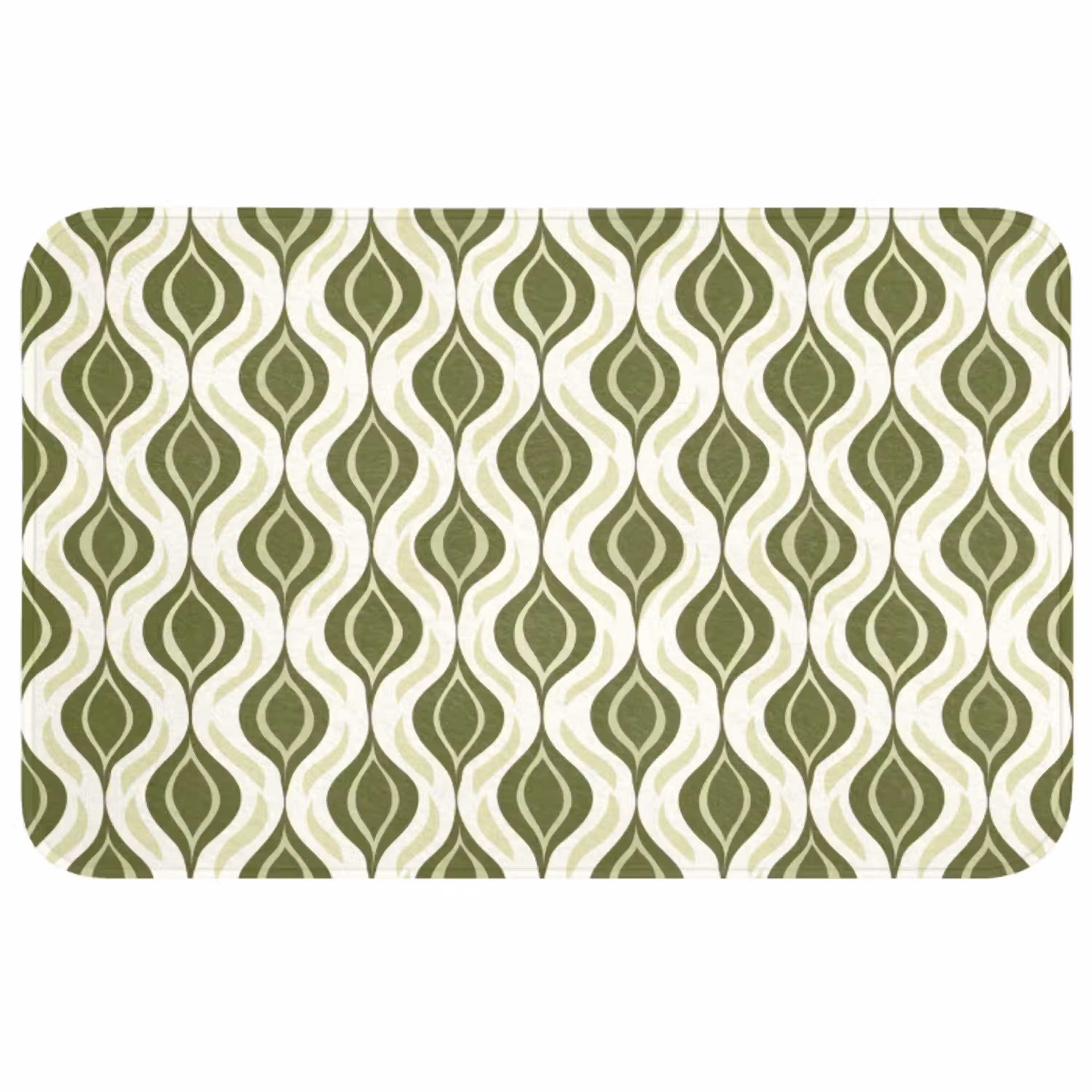 Patroon - Retro - Groen Badmat middel 997 -3d