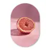 Grapefruit - Roze - Disco - Shiny Wandcirkel Ovaal Glas middel -3d