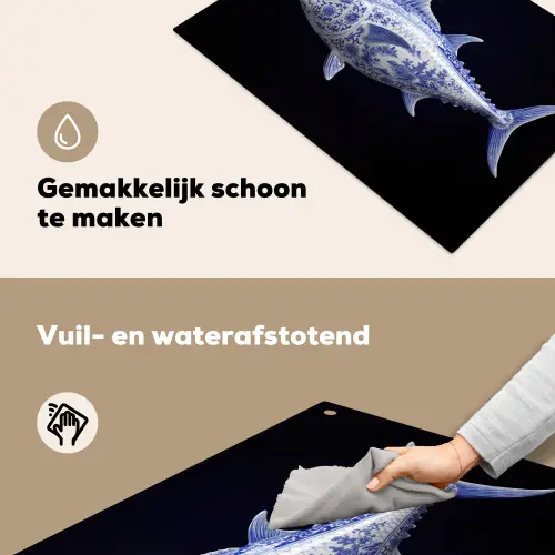 Porselein - Tonijn - Delfts - Blauw Inductie beschemer met haakjes klein -ky-schoon-nl