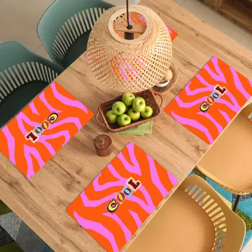 Zebraprint - Grafisch - COOL - Oranje Placemat vinyl groot -zzsfeer5_Kitchenyeah-website