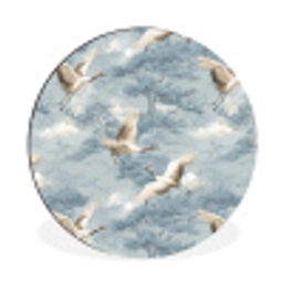 Wolken - Kraanvogels - Blauw Wandcirkel aluminium klein 190 -3d