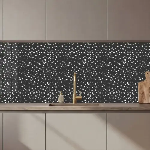 Terrazzo -  Patroon - Zwart - Wit keuken achterwand 2 middel 871 zz_3dshopping