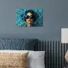 Vrouw - Bloemen - Vlinders - Blauw - Abstract poster papier klein -sfeer2