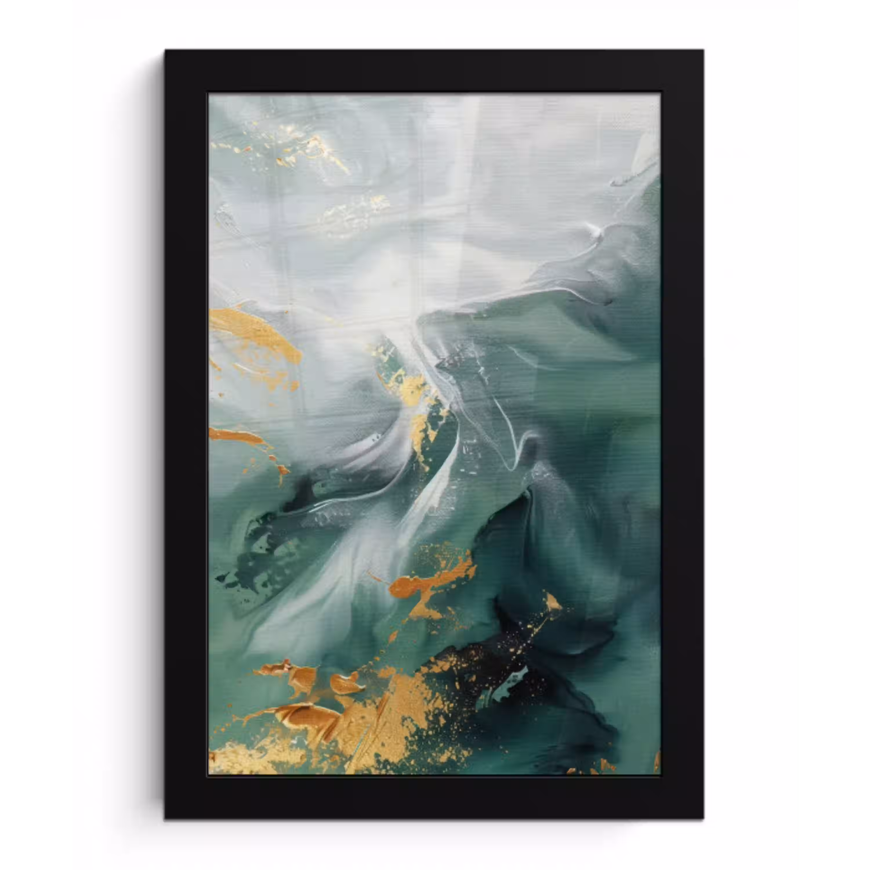 Groen - Modern - Marmer - Abstract fotolijst zwart zonder passe partout klein -3d