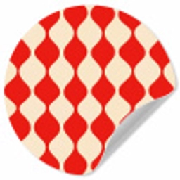 Golvend patroon - Retro - Rood - Beige Wandcirkel behangsticker klein 186 -3d