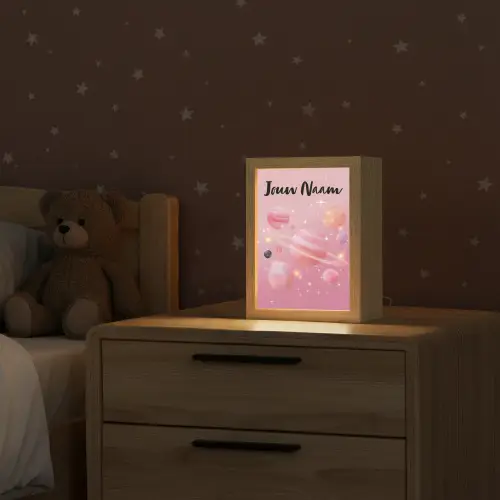 Planeten - Roze - Sterren Light Box met kabel (Kinderlampje) klein -sfeer1_kind