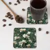 Bloemen - Takken - Wit - Klassiek onderzetter kurk middel -sfeer2