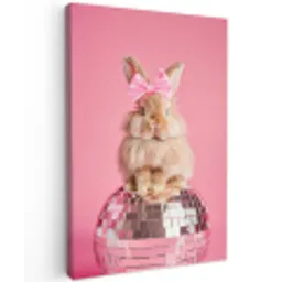 Strik - Discobal - Konijn Tuinposter op houten frame 2 cm dik middel -3d