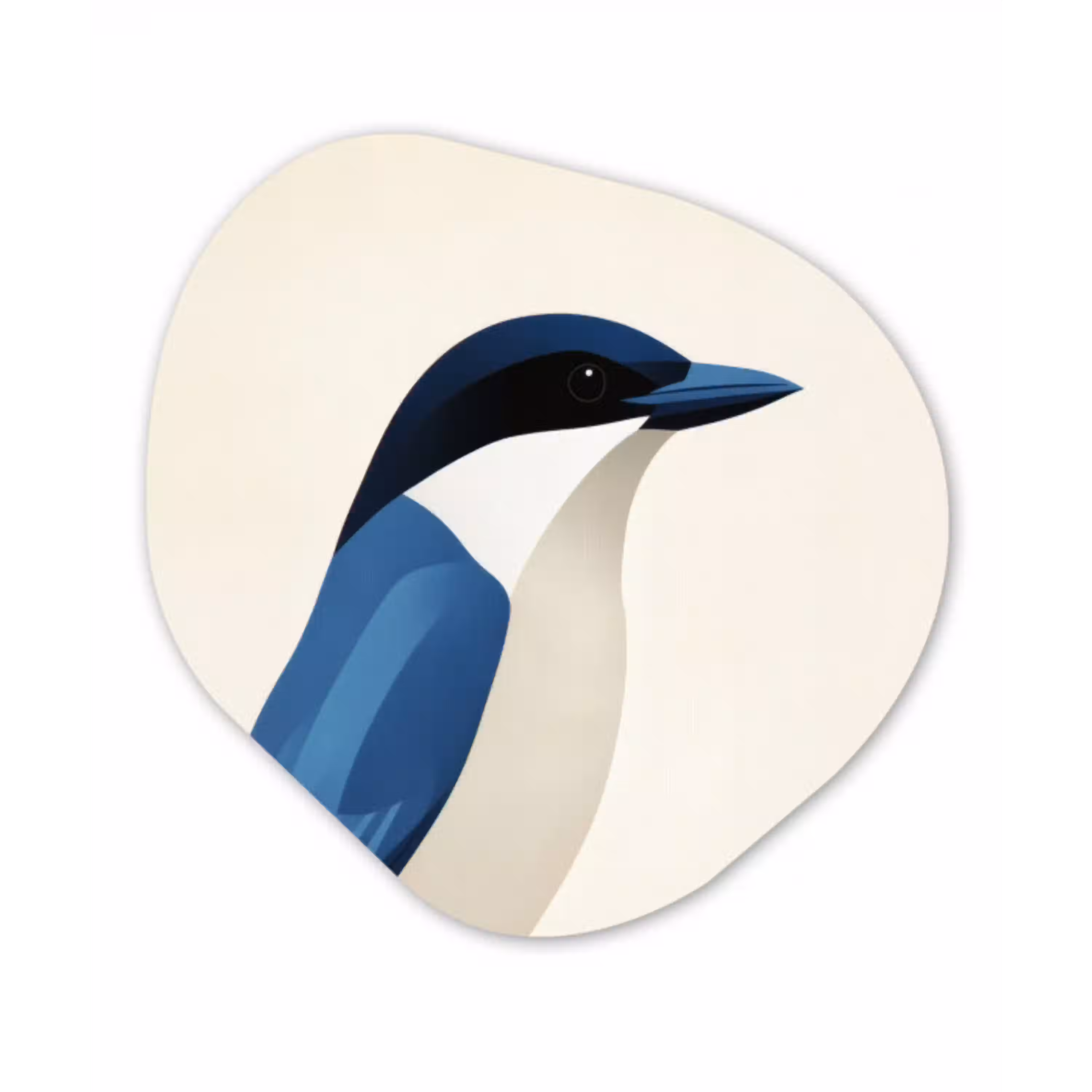 Illustratie - Blauw - Vogel Wandcirkel Organisch Aluminium middel -3d