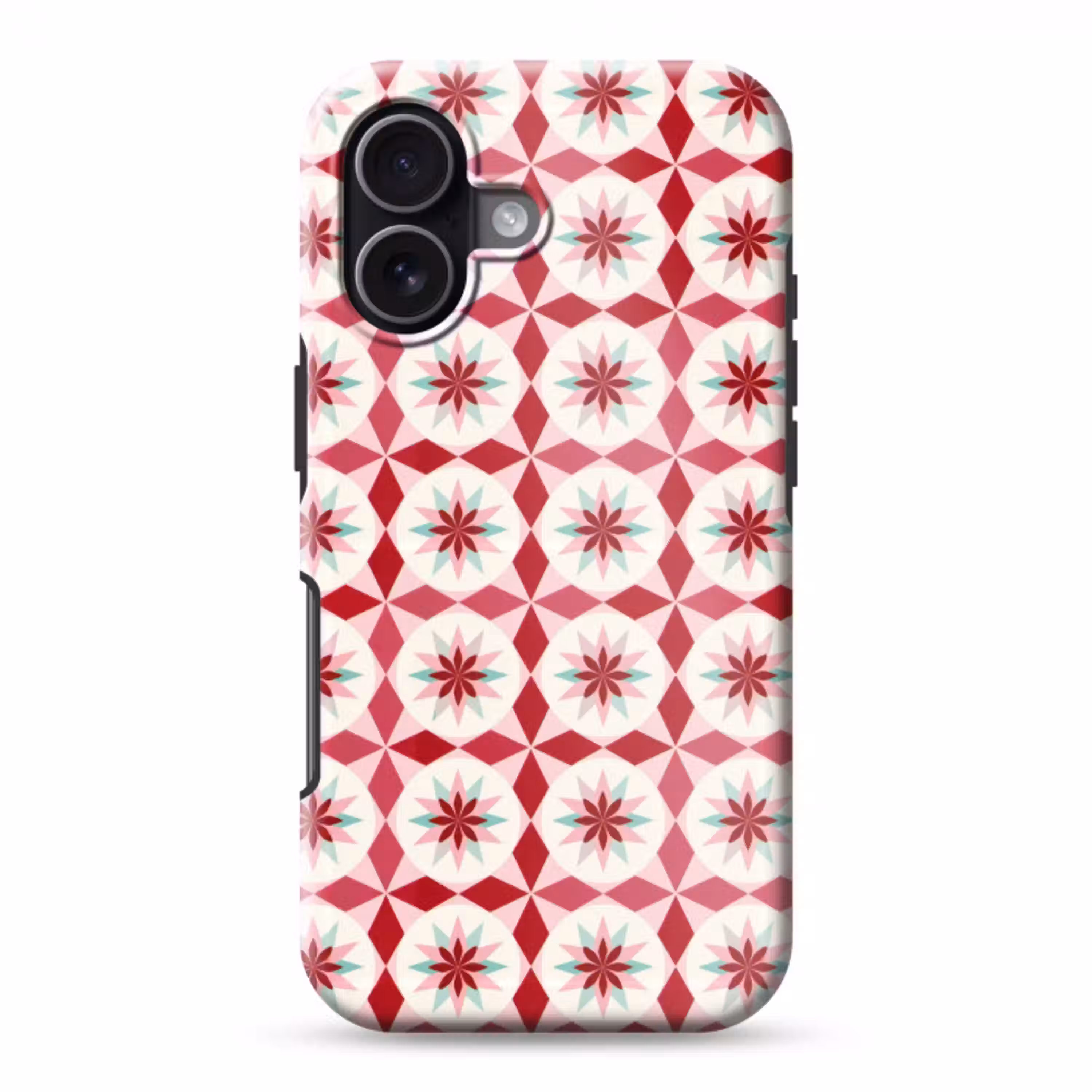 Tegelpatroon - Sterren - Retro - Roze - Mintgroen Toughcase MagSafe Apple iPhone 17 klein 1017 -3d