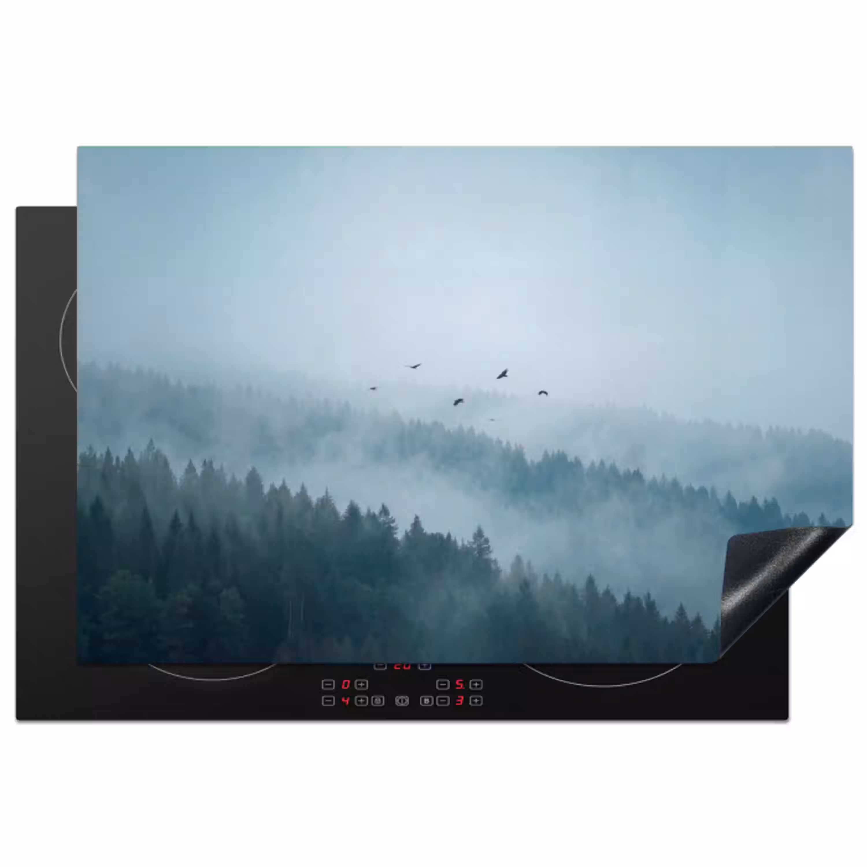 Bos - Mist - Vogels - Natuur - Groen Inductie beschermer vinyl 3mm klein -3d