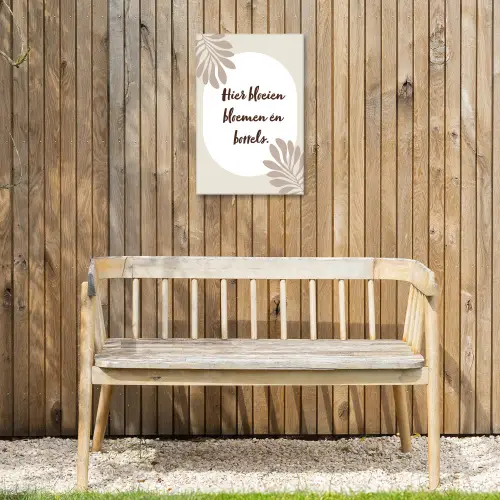 Bloemen - Quote - Zomer - Beige Tuinposter op houten frame 2 cm dik klein -sfeer4