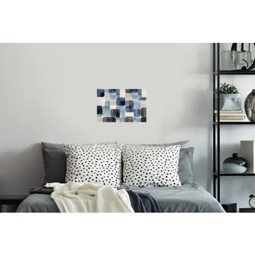 Patroon - Blauw - Vierkanten Muursticker klein -slaapkamer