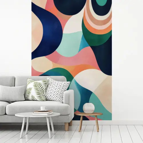 Abstract - Blauw - Roze fotobehang vinyl groot -woonkamer