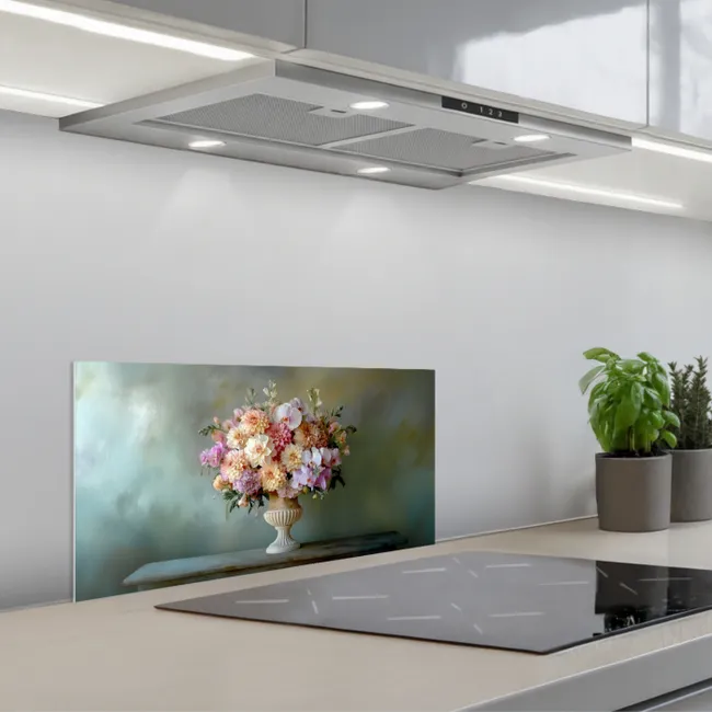 Orchidee - Boeket - Vaas - Bloemen keuken achterwand spatscherm klein -3d_schuin