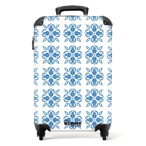 Zomer tegel print blauw NBS - Handbagage koffer - Kinderen Unisex middel -productfoto_recht