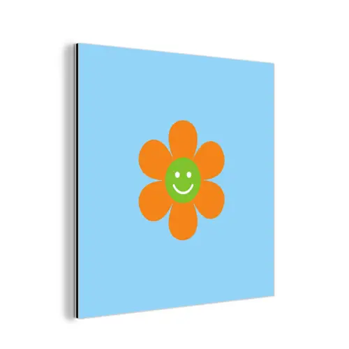 Bloem - Smiley - Kleurrijk aluminium wit klein -3d