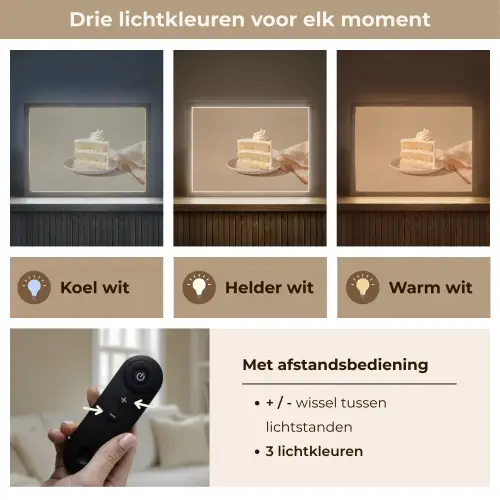 Vanilletaart - Cake - Romig Light Box met batterij (Wandlamp) middel -USP_lichtkleurNL