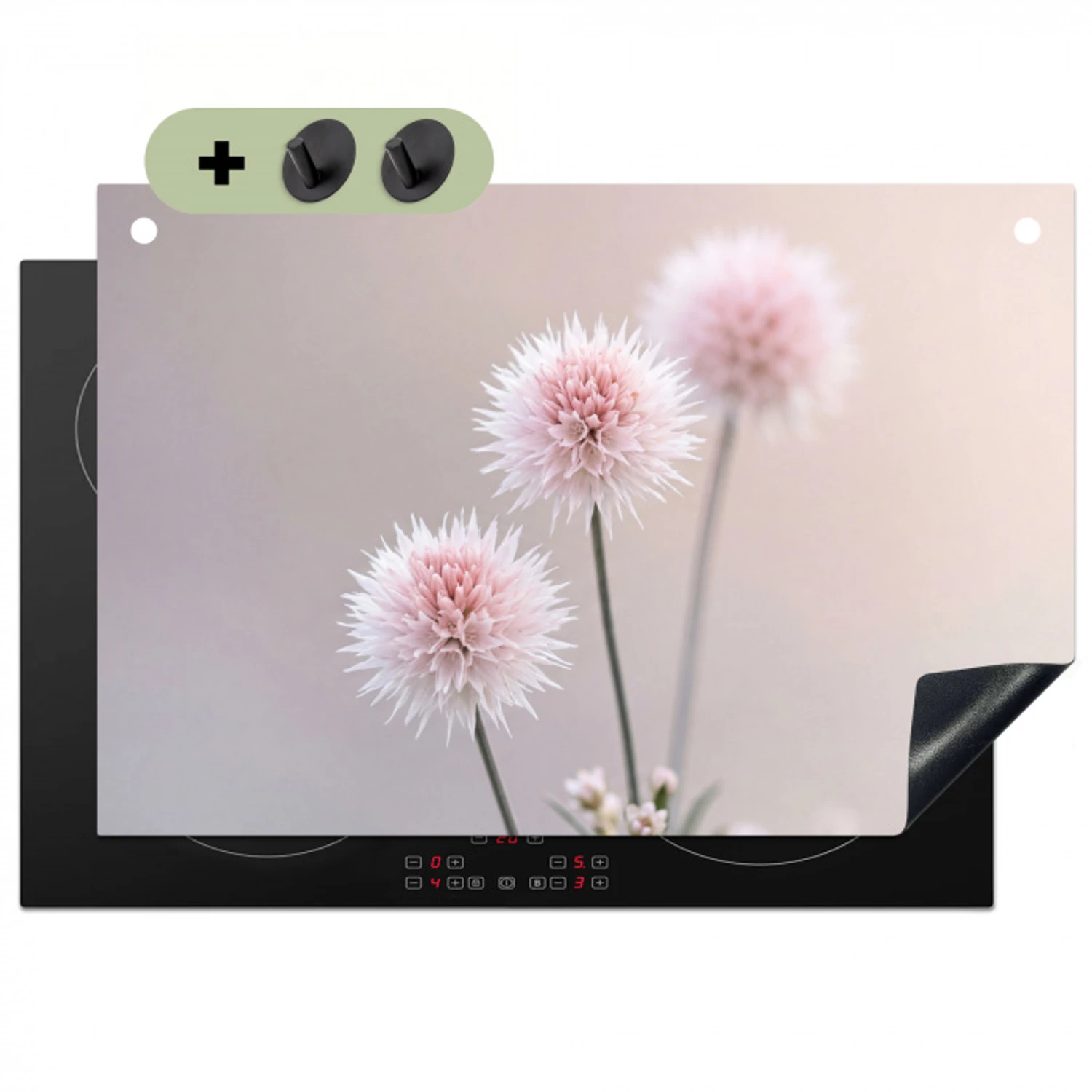 Bloemen - Bollen - Roze Inductie beschemer met haakjes klein -3d