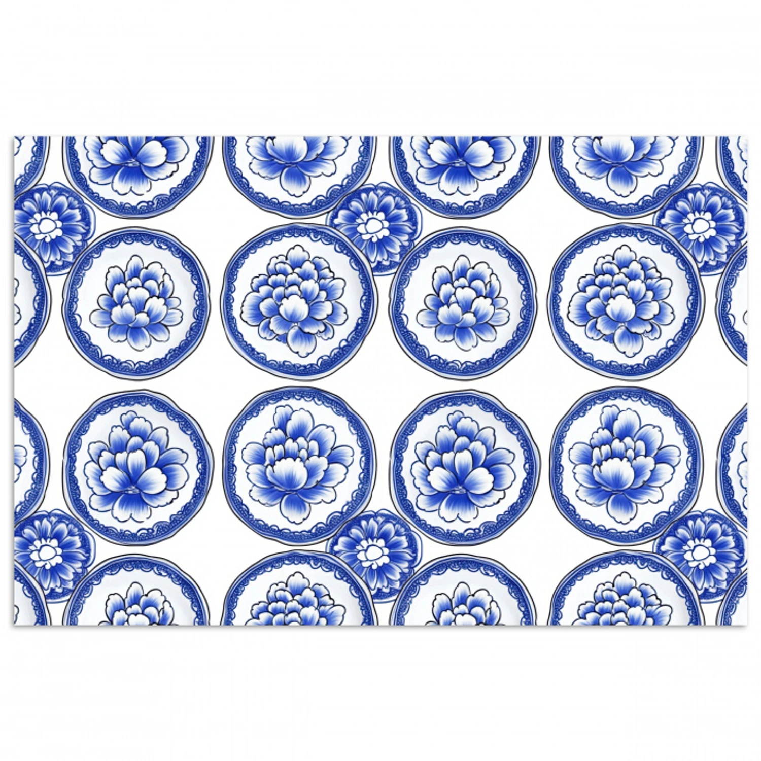 Cirkels - Bloemen - Blauw poster papier klein 62 -3d