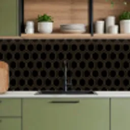 Zwart - Goud - Zeshoek keuken achterwand 2 middel 871 -sfeer3