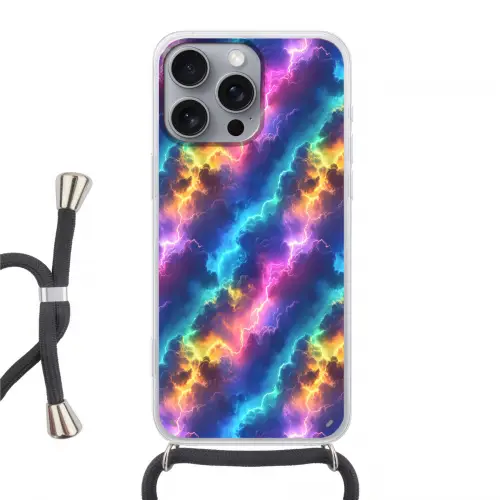 Storm - Bliksem - Regenboog Hoesje iPhone 16 Pro Max met koord klein 804 -3d