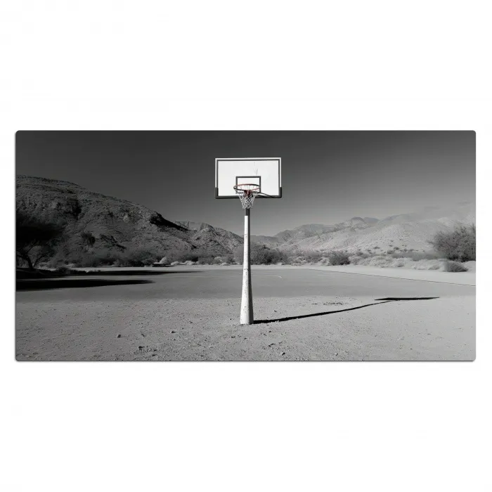 Basketbalpaal - Landschap - Zand - Wit Muismat XXL klein -3d_leeg