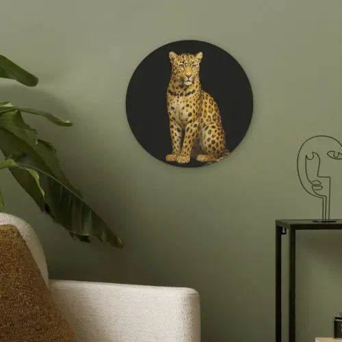 Panter - Realistisch - Bruin Akoestische PET Vilt - Rond klein -sfeer2